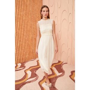brown polka dot bandeau felicity midi dress White Polka Dot Bandeau Felicity Midi Dress main image 1